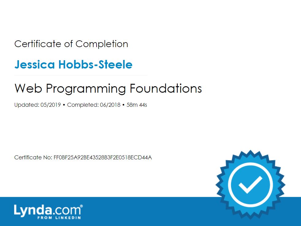 Web Programming Foundations Certificate